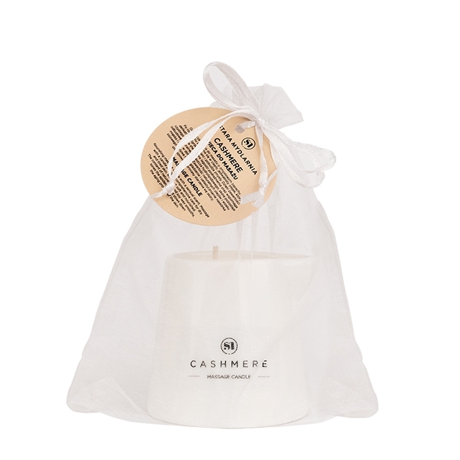 Zdjęcie świecy do masażu Cashmere 100ml w opakowaniu