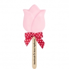 Zdjęcie mydła glicerynowego Pink Tulip z kokardą w kropki